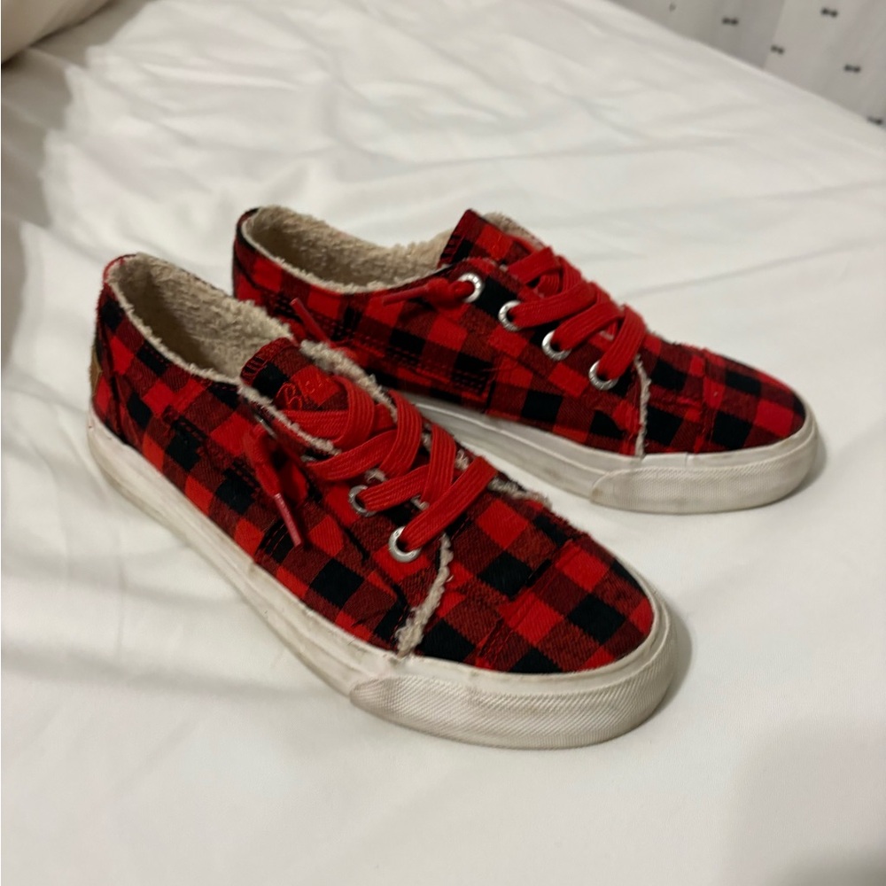 Blowfish Red and Black Plaid Sneakers